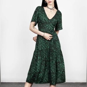 Disturbia snake print goth hedgewitch green dress 4 NWOT